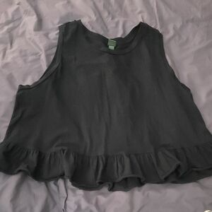 Wild Fable Black Ruffle Hem Crop Top